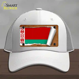 Belarus Flag Scroll Novelty License Plate Hat Mesh / White