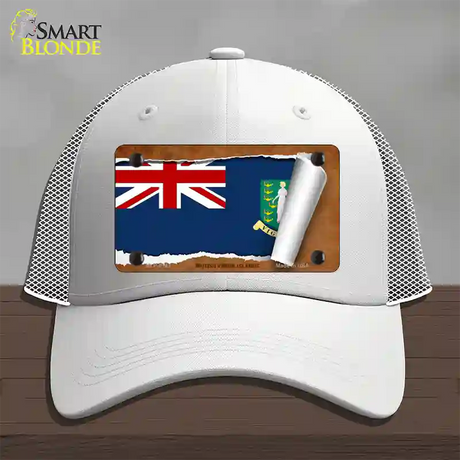 British Virgin Island Flag Scroll Novelty License Plate Hat Mesh / White