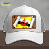 Brunei Flag Scroll Novelty License Plate Hat Mesh / White