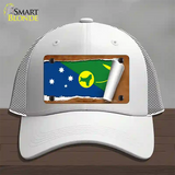 Christmas Islands Flag Scroll Novelty License Plate Hat Mesh / White