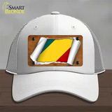 Congo Flag Scroll Novelty License Plate Hat Mesh / White