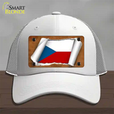 Czech Republic Flag Scroll Novelty License Plate Hat Mesh / White