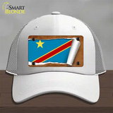 Congo Democratic Republic Flag Scroll Novelty License Plate Hat Mesh / White