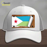 Djibouti Flag Scroll Novelty License Plate Hat Mesh / White