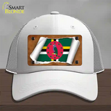 Dominica Flag Scroll Novelty License Plate Hat Mesh / White