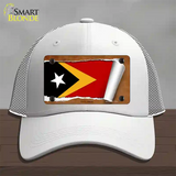 East Timor Flag Scroll Novelty License Plate Hat Mesh / White