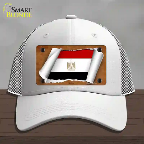 Egypt Flag Scroll Novelty License Plate Hat Mesh / White