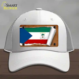 Equatorial Guinea Flag Scroll Novelty License Plate Hat Mesh / White