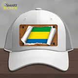 Gabon Flag Scroll Novelty License Plate Hat Mesh / White