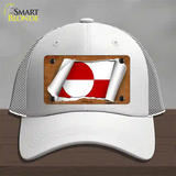 Greenland Flag Scroll Novelty License Plate Hat Mesh / White