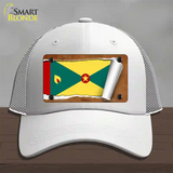 Grenada Flag Scroll Novelty License Plate Hat Mesh / White