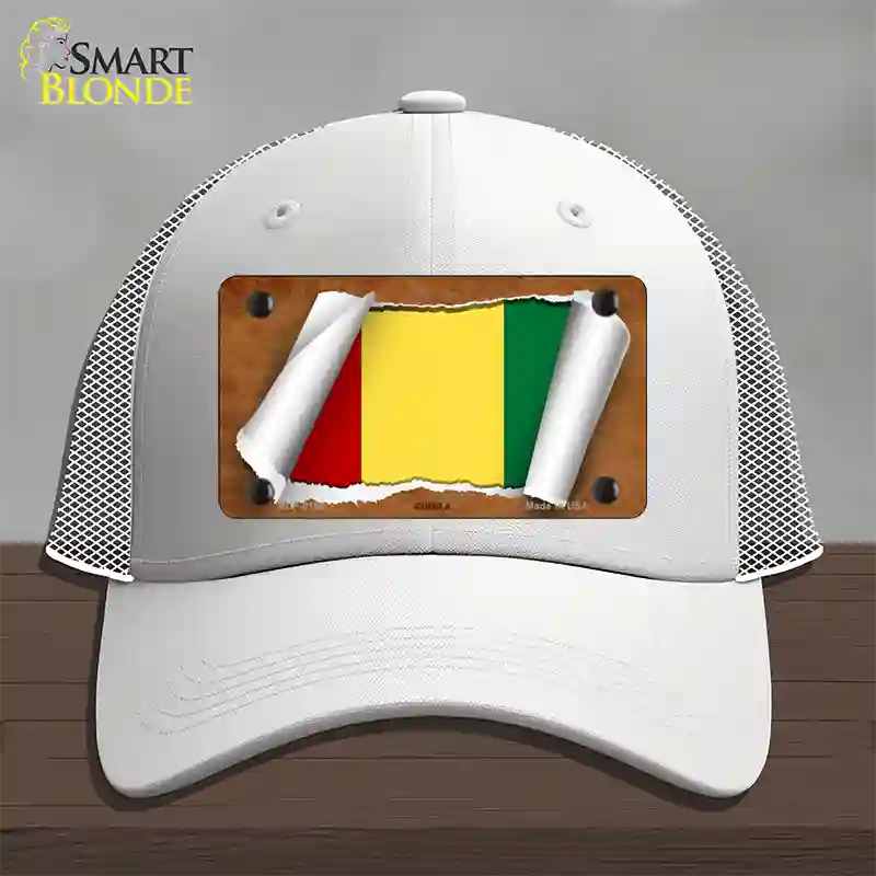 Guinea Flag Scroll Novelty License Plate Hat Mesh / White