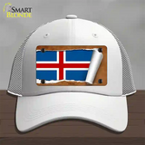 Iceland Flag Scroll Novelty License Plate Hat Mesh / White