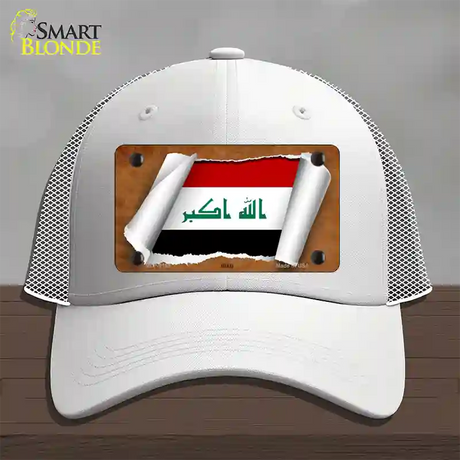 Iraq Flag Scroll Novelty License Plate Hat Mesh / White