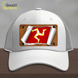 Isle of Man Flag Scroll Novelty License Plate Hat Mesh / White