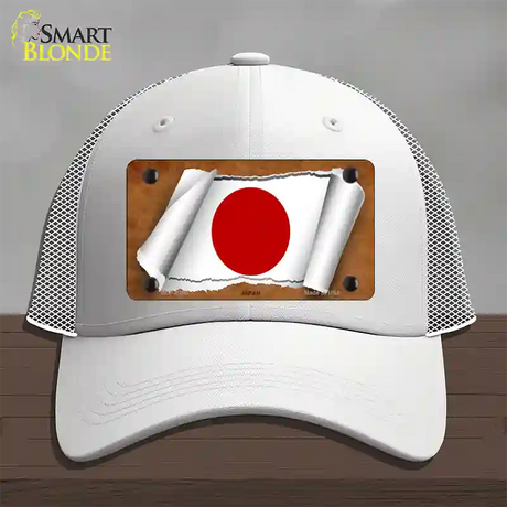 Japan Flag Scroll Novelty License Plate Hat Mesh / White