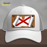 Jersey Flag Scroll Novelty License Plate Hat Mesh / White