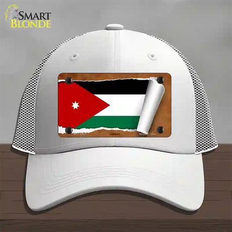 Jordan Flag Scroll Novelty License Plate Hat Mesh / White