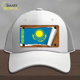 Kasakhstan Flag Scroll Novelty License Plate Hat Mesh / White