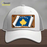 Kosovo Flag Scroll Novelty License Plate Hat Mesh / White