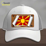 Macedonia Flag Scroll Novelty License Plate Hat Mesh / White