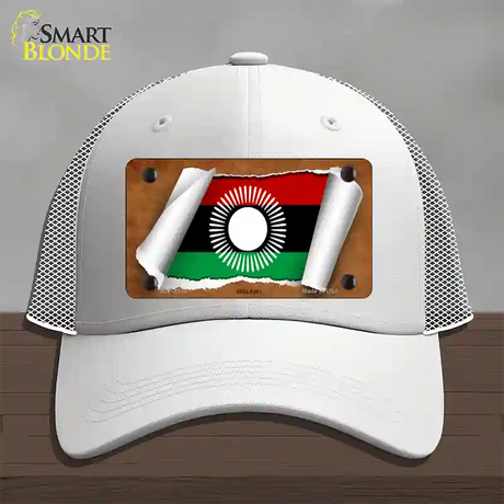 Malawi Flag Scroll Novelty License Plate Hat Mesh / White