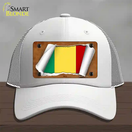 Mali Flag Scroll Novelty License Plate Hat Mesh / White