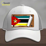 Mozambique Flag Scroll Novelty License Plate Hat Mesh / White