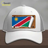 Namibia Flag Scroll Novelty License Plate Hat Mesh / White