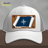 Nato Flag Scroll Novelty License Plate Hat Mesh / White