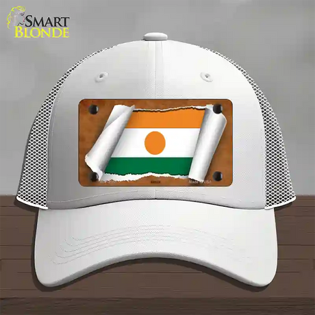 Niger Flag Scroll Novelty License Plate Hat Mesh / White