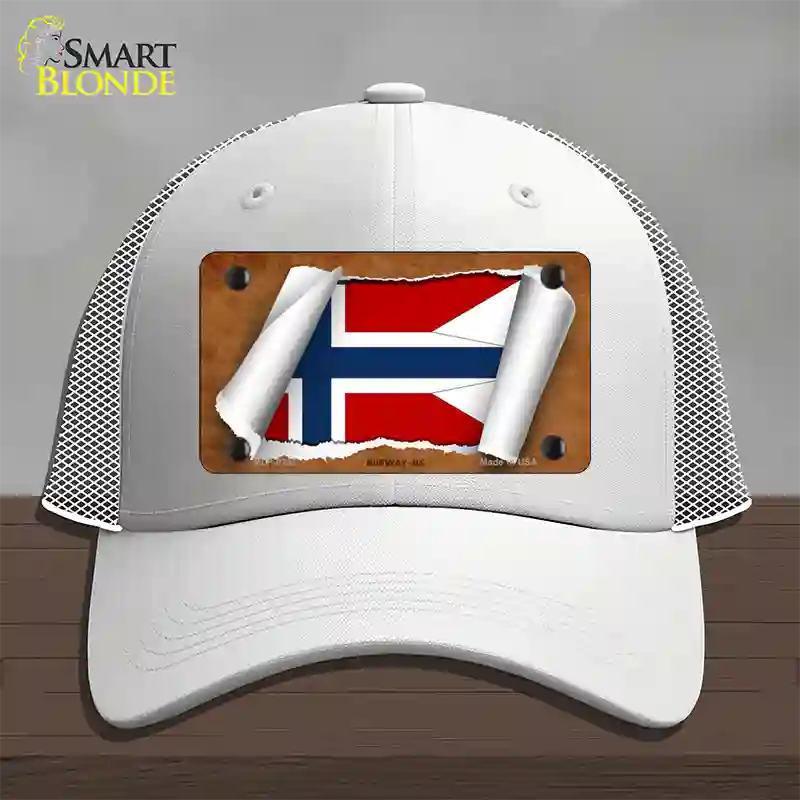 Norway-NS Flag Scroll Novelty License Plate Hat Mesh / White