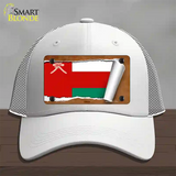 Oman Flag Scroll Novelty License Plate Hat Mesh / White