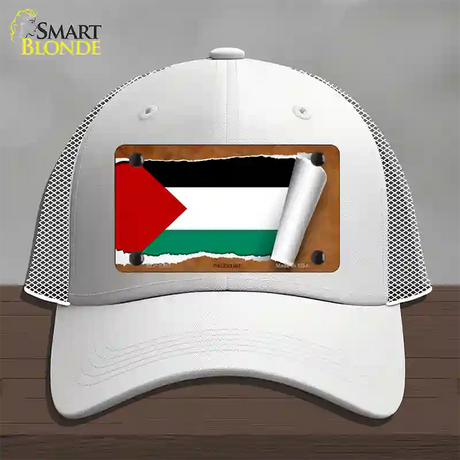 Palestine Flag Scroll Novelty License Plate Hat Mesh / White