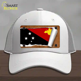 Papua New Guinea Flag Scroll Novelty License Plate Hat Mesh / White