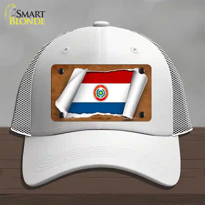 Paraguay-OBV Flag Scroll Novelty License Plate Hat Mesh / White