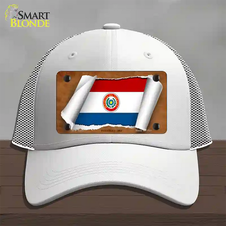 Paraguay-OBV Flag Scroll Novelty License Plate Hat Mesh / White