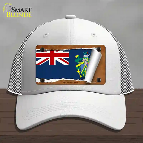 Pitcairn Islands Flag Scroll Novelty License Plate Hat Mesh / White