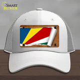 Seychelles Flag Scroll Novelty License Plate Hat Mesh / White