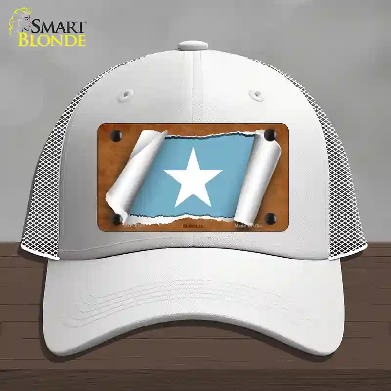 Somalia Flag Scroll Novelty License Plate Hat Mesh / White