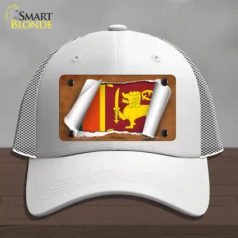 Sri Lanka Flag Scroll Novelty License Plate Hat Mesh / White