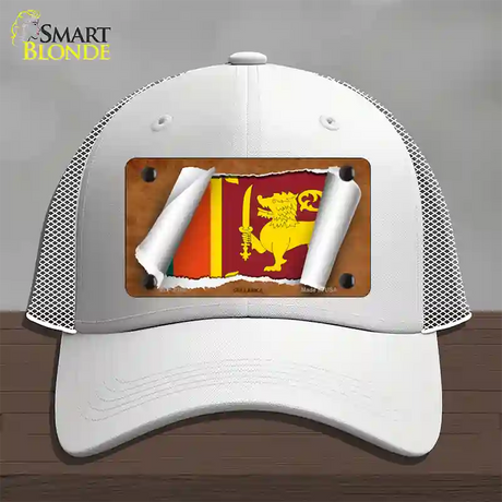 Sri Lanka Flag Scroll Novelty License Plate Hat Mesh / White