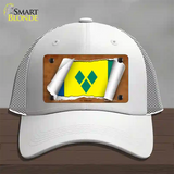 St Vincent Flag Scroll Novelty License Plate Hat Mesh / White