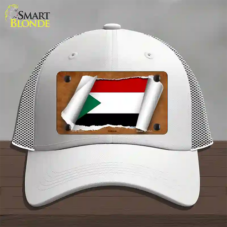 Sudan Flag Scroll Novelty License Plate Hat Mesh / White