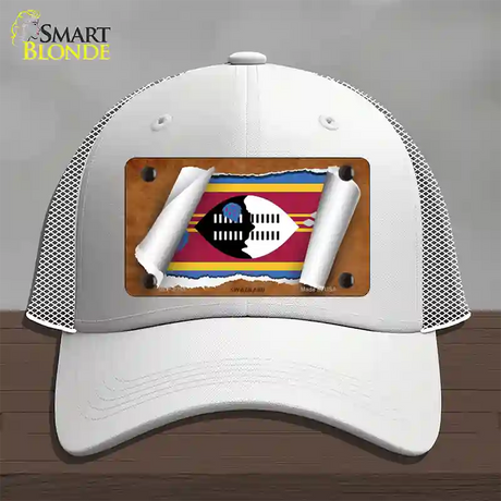 Swaziland Flag Scroll Novelty License Plate Hat Mesh / White