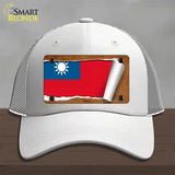 Taiwan Flag Scroll Novelty License Plate Hat Mesh / White