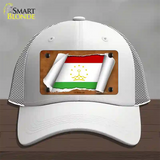 Tajikistan Flag Scroll Novelty License Plate Hat Mesh / White