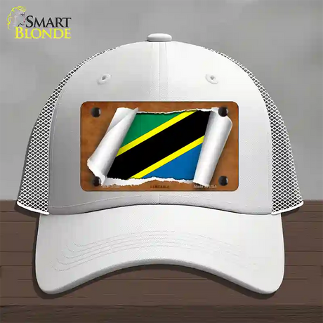 Tanzania Flag Scroll Novelty License Plate Hat Mesh / White