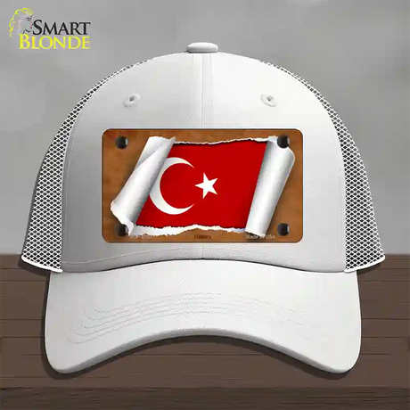 Turkey Flag Scroll Novelty License Plate Hat Mesh / White