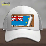 Tuvalu Flag Scroll Novelty License Plate Hat Mesh / White